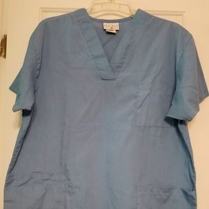 Peaches Scrub Top - XL - blue gray color